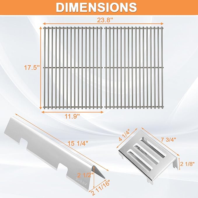 Spirit II Grill Parts for Weber GS4 Spirit II 300 SER E310 S310 Accessories for Weber Spirit 2 Replacement Weber Grate 7638 7856,Flavor Bars 7636 67046 3400302,Heat deflector 67060,304 Stainless Steel