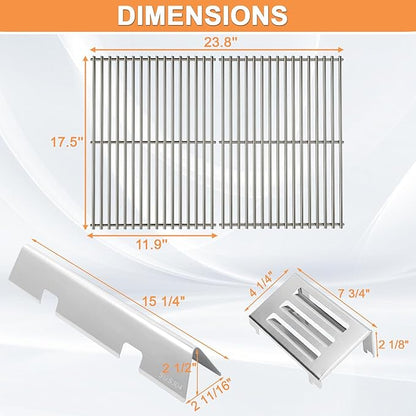 Spirit II Grill Parts for Weber GS4 Spirit II 300 SER E310 S310 Accessories for Weber Spirit 2 Replacement Weber Grate 7638 7856,Flavor Bars 7636 67046 3400302,Heat deflector 67060,304 Stainless Steel