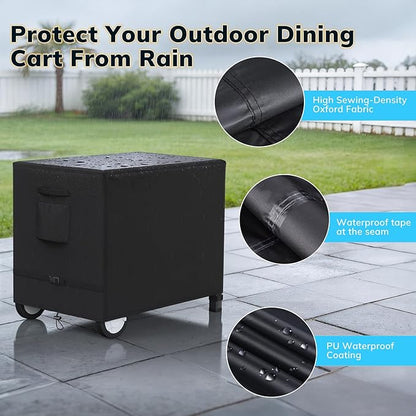 Outdoor Prep Table Cover, Waterproof Outdoor Dining Cart Cover, Heavy Duty Oxford Fabric for 54-inch Keter Unity Portable Table, Outdoor Storage Cabinet and Utility Cart, 54"L×26"D×39"H, Black