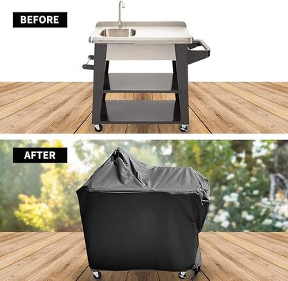 Outdoor Sink Cover for Cuisinart Outdoor CGWM-090 and CGWM-094 Prep Table, Waterproof Sink Station Cover Dustproof Prep Table Station Covers for Grill Black - 48"L×24"W×48"H, Black