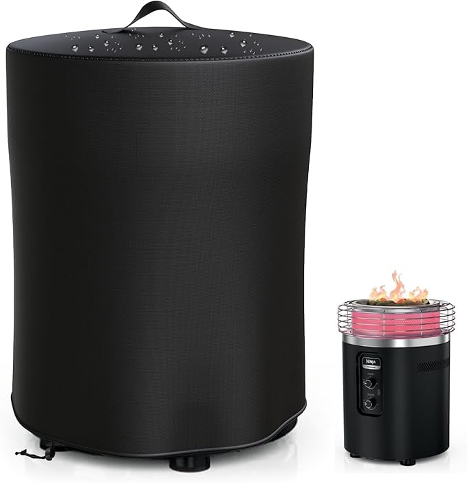 Fire Pit Cover for Ninja Fireside360 Outdoor Heater & Fire Pit, 23"Dia x 27"H 600D Waterproof Cover with Handle & Drawstring, Elevation Shelter for Ninja Firepit, Weather-Resistant Protector
