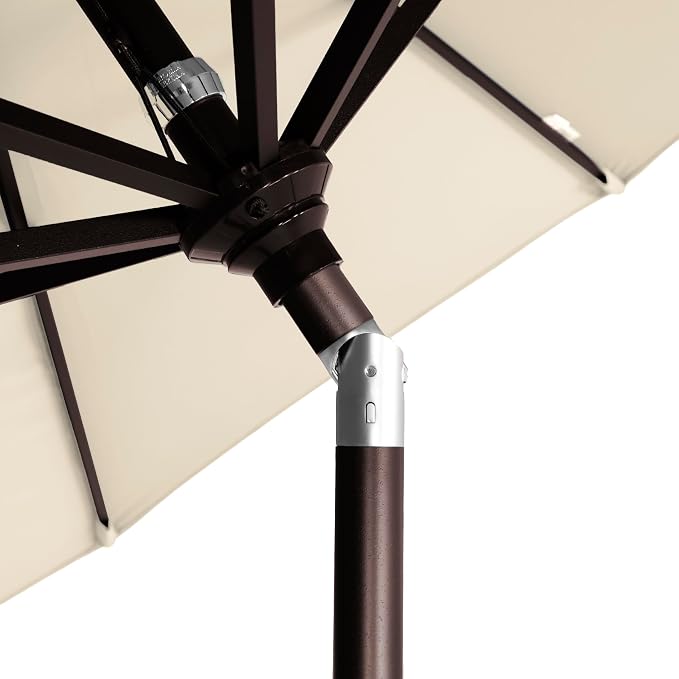 California Umbrella 12-Year-Non-Fading, 9Ft Premium Sunbrella Patio Umbrella, Hand-Crank, Button-Tilt, Bronze Frame, Canvas Fabric