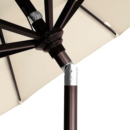 California Umbrella 12-Year-Non-Fading, 9Ft Premium Sunbrella Patio Umbrella, Hand-Crank, Button-Tilt, Bronze Frame, Canvas Fabric