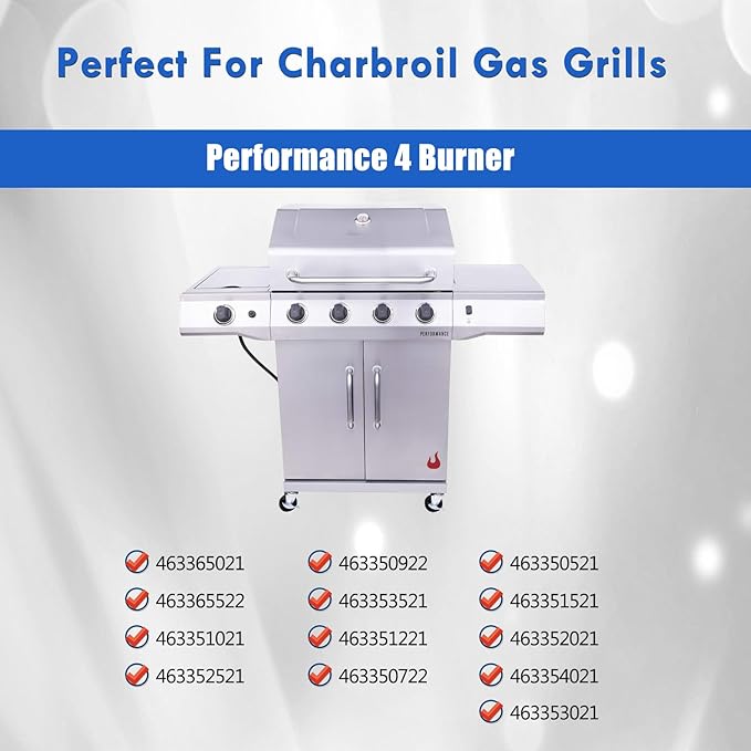 463365021 Grill Replacement Part for Charbroil Performance 4 Burner Gas Grill Heat Tents 463354021 463365522 463351021 G325-0002-W1 Heat Plates Burner Crossover Tube Igniter Grill Parts