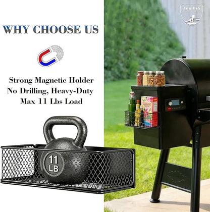 2-Pack Magnetic Storage Bins Fits for Traeger Grills – Compatible with Ironwood 885/650, Pro Series 22/34/575/780, Pit Boss & Z Grills – Outdoor Smoker Accessory Caddy