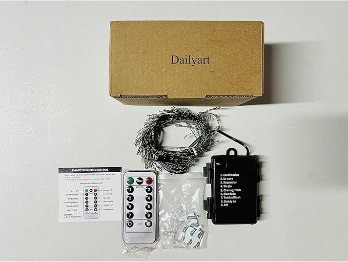 Dailyart 6feet 120 LED Starry Lights, Battery Operated Waterproof Dark Green Copper Wire Fairy Light String Light for Garland, Wreath, Patio, Garden, Wedding, Party, Xmas (Pack of 2)