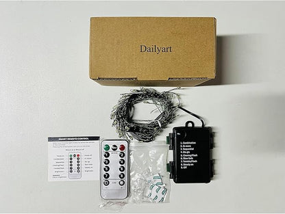 Dailyart 6feet 120 LED Starry Lights, Battery Operated Waterproof Dark Green Copper Wire Fairy Light String Light for Garland, Wreath, Patio, Garden, Wedding, Party, Xmas (Pack of 2)
