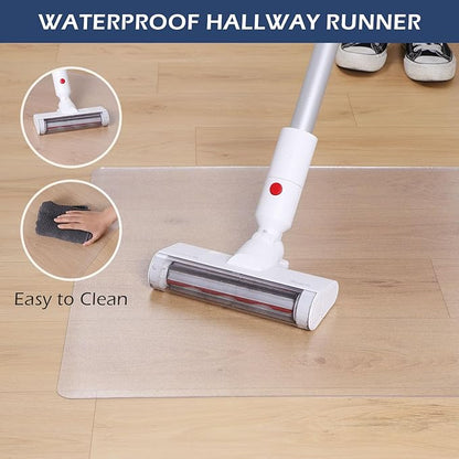 SALLOUS Runner Rug for Hallway, 3x10ft Plastic Floor Mat for Kitchen Entryway, Non-Slip Waterproof Runner Rug for Porch, Laundry, Vinyl Floor Protector Cover for Indoor & Outdoor (Clear)