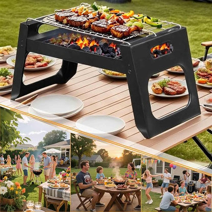 Portable Charcoal Grills Folding Barbecue Grill Lightweight Mini BBQ Grill for Outdoor Camping Barbecues Grilling Cooking Camping Hiking Picnics Travel Garden Beach Party