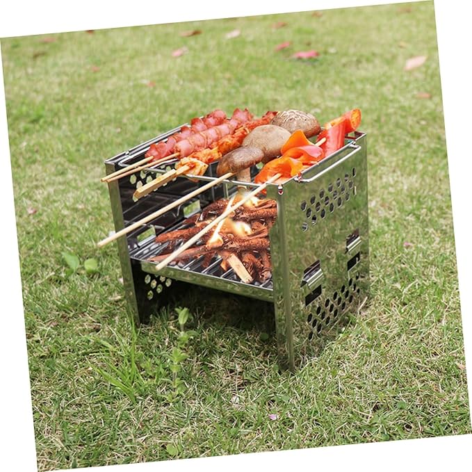 Mini Firewood Burner Tool Compact Bbq Stove for Garden Camping Hiking Charcoal Grill Folding Design