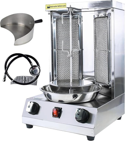 YOOKTEN Shawarma Grill Machine Gas Chicken Shawarma Cooker Machine Propane Doner Kebab Gyro Grill Machine with 2 Burner and Meat Catch Pan for Kitchen Restaurant