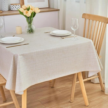 LIBERECOO Heavy Duty Vinyl Tablecloth with Flannel Backing Waterproof Oil-Proof Plastic Table Cloth Stain-Resistant Wipeable Rectangle or Square Table Cover for Indoor and Outdoor 54 x 54 Inch