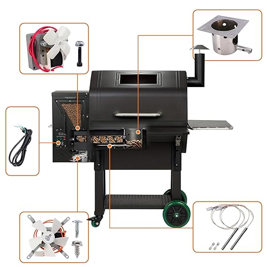 Fire Burn Pot and Hot Rod Ignitor,Auger Motor, Induction Fan Kit, for Traeger and Pit Boss Wood Pellet Grill Parts Replacement