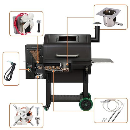 Fire Burn Pot and Hot Rod Ignitor,Auger Motor, Induction Fan Kit, for Traeger and Pit Boss Wood Pellet Grill Parts Replacement