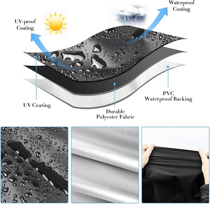 Patio Table Cover for Outdoor Grill Cart, 47-inch Waterproof Rolling Utility Service Cart Cover Stainless Steel Pizza Oven Table Covers - 47"L×27"W×32"H, Black