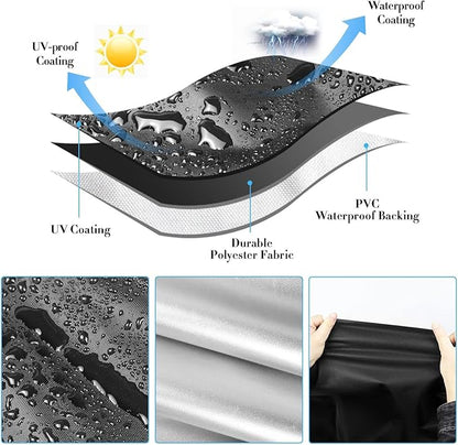 Patio Table Cover for Outdoor Grill Cart, 47-inch Waterproof Rolling Utility Service Cart Cover Stainless Steel Pizza Oven Table Covers - 47"L×27"W×32"H, Black
