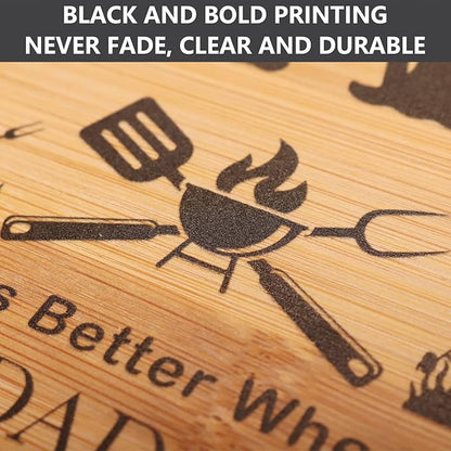 Dad Gifts for Father's Day, Grill Grilling Gift for Dad, BBQ Cutting Board, King Of The Grill, Best Dad Ever Gift for Father