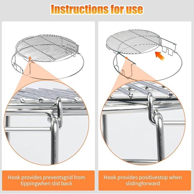 for Big Green Egg-XL 5-Piece Upgraded Replacement Kit for Large Eggspander, Including Multi-Function Grill Rack,Conveggtor Basket, Made of Stainless Steel, Expanded Cooking System