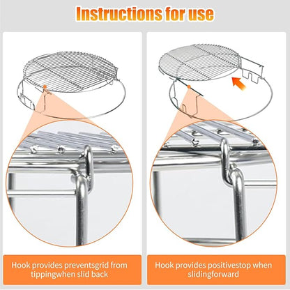 for Big Green Egg-XL 5-Piece Upgraded Replacement Kit for Large Eggspander, Including Multi-Function Grill Rack,Conveggtor Basket, Made of Stainless Steel, Expanded Cooking System