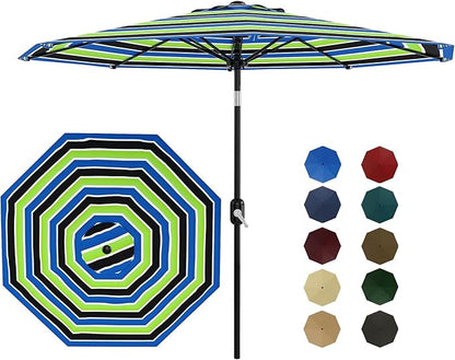 GarveeLife 9FT Patio Umbrella Outdoor, Table Umbrella with Push Button Tilt and Crank, 8 Sturdy Ribs UV Protection Waterproof for Garden, Pool, Market, Deck