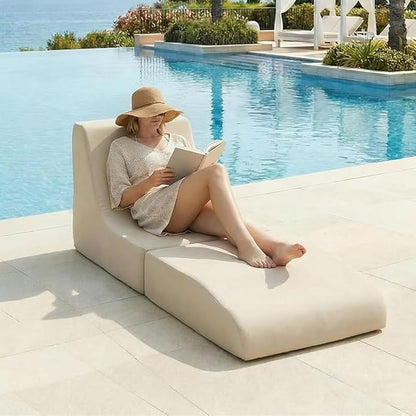 ZealWe Bean Bag Chair Outdoor Patio Lounge Chair with Back Support, Chaise Lounge Chair Waterproof Beach Bean Bag Couch for Adults, Memory Foam Filled for Poolside Balcony, Beige | water proof