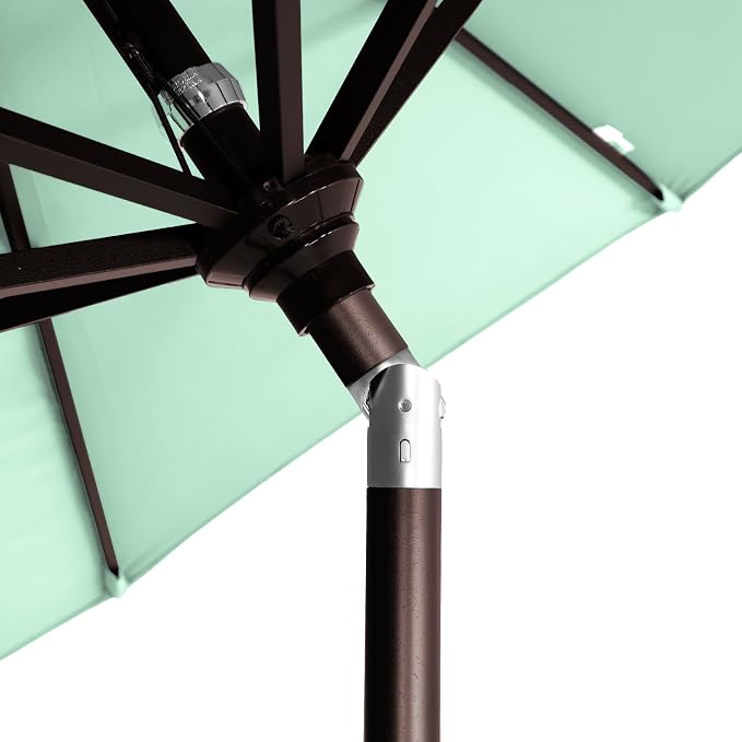 California Umbrella 12-Year-Non-Fading, 9Ft Premium Sunbrella Patio Umbrella, Hand-Crank, Button-Tilt, Bronze Frame, Spa Fabric