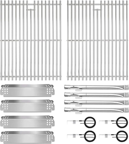 CANDANA Replacement Parts for Nexgrill 4 Burner 720-0830H 720-0830D 720-0783C 720-0783E 720-0958A, 17" Stainless Steel Grill Grate, Grill Burner, Heat Plate, Igniters for 5 Burner 720-0888N