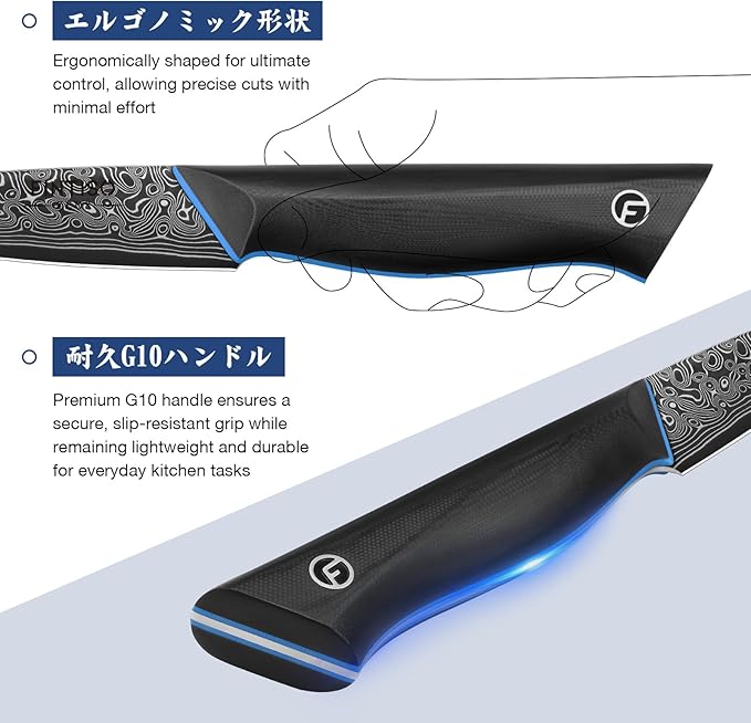 3.75 Inch Paring Knife, Fruit Knives with G10 Handle, 67-Layer Japanese Damascus Steel Forged Small Kitchen Knife, Ultra Sharp Knves with Exquisite Package
