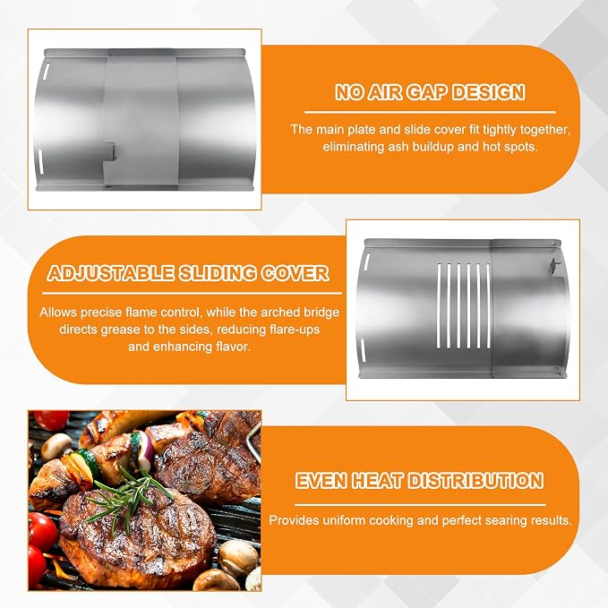 Flame Broiler Kit for Pit Boss Lexington 500/540/550 Navigator 500/540 Series Pellet Grills with Slide Cover and Bottom, Heat Diffuser Replacement Parts for Pit Boss PB500NX Pellet Grill Smoker
