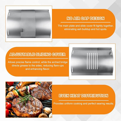 Flame Broiler Kit for Pit Boss Lexington 500/540/550 Navigator 500/540 Series Pellet Grills with Slide Cover and Bottom, Heat Diffuser Replacement Parts for Pit Boss PB500NX Pellet Grill Smoker