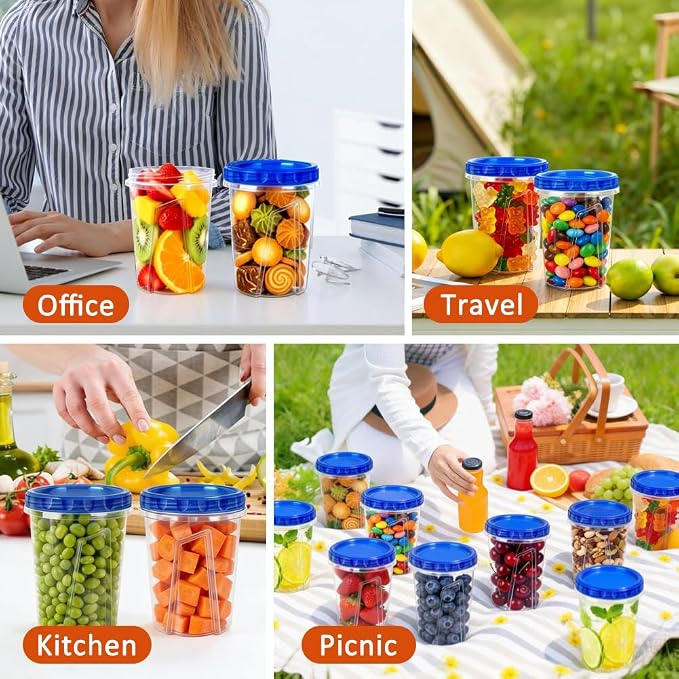 8 Pack 34oz Soup Freezer Storage Containers with Twist Lids for Meal Prep | BPA-Free Reusable Plastic, Quart Food Containers with Screw on Lids for Soup, Broth, Chili, Stew, Leftovers, Freezer Storage