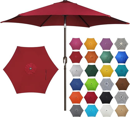 Blissun 7.5 ft Patio Umbrella, Yard Umbrella, Outdoor Market Umbrella with Push Button Tilt Crank, Burgundy