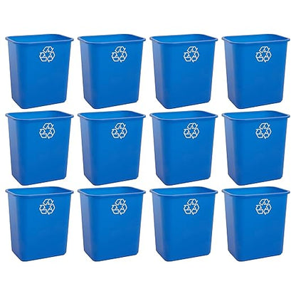 United Solutions 7.7 Gallon Recycling Wastebasket, 12Pack, Blue, Under Desk | Slim 30.8-quart recycling bins fit small spaces in offices, kitchens, dorms, and homes with an easy-to-clean design