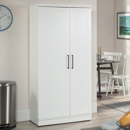 Sauder HomePlus Kitchen Storage Pantry Cabinet with Swing Door Storage and Adjustable Shelves, in Soft White finish