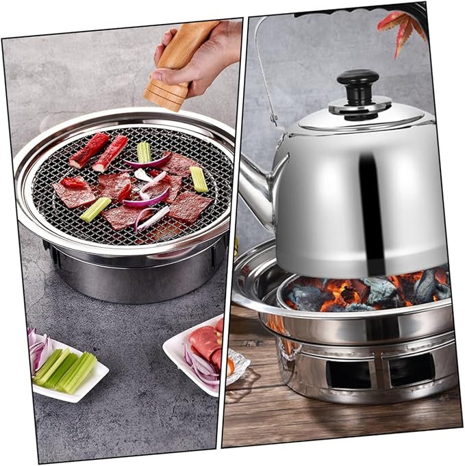 GANAZONO Portable Stainless Steel Korean Charcoal Grill Mini Bbq Stove with Grill Rack, Outdoor Compact Barbecue Stove for Camping and Housewarming