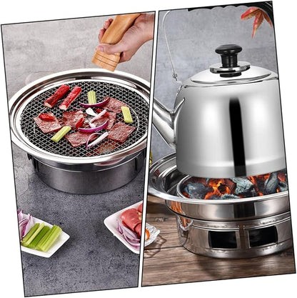 GANAZONO Portable Stainless Steel Korean Charcoal Grill Mini Bbq Stove with Grill Rack, Outdoor Compact Barbecue Stove for Camping and Housewarming