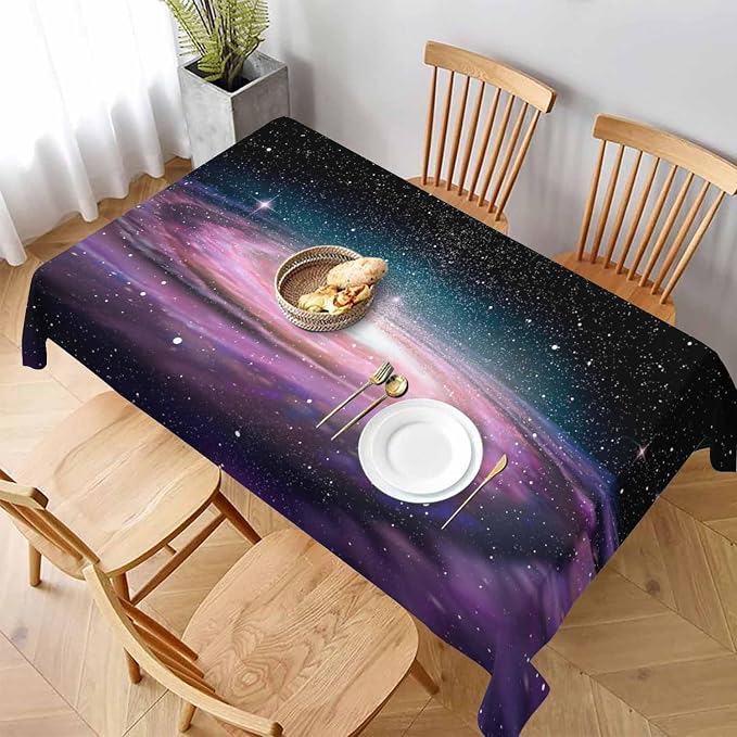 TKS MITLAN Purple Spiral Galaxy Tablecloth Decor Universe Stars Shine Beautiful Glow Table Cloth Dining Room Kitchen Table Cover 60" X 84" Oblong/Rectangle