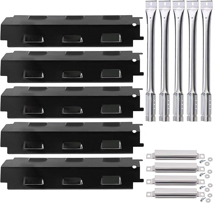 Criditpid Grill Replacement Parts for Charbroil 463230515, 463230512, 463230513, 463230514, 463239915, 463230511 Models, Grill Heat Plate Tent Shield, Pipe Burner Tubes and Crossover Tubes
