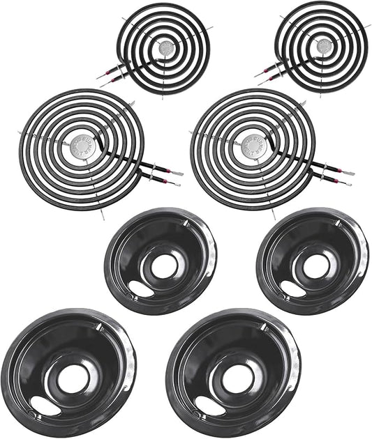 GE Drip Pans and Stove Burner Element Unit Set, Perfectly Fit WB30M1 & WB30M2 -Replacement for GE Hotpoint Kenmore Stove Top（Black）