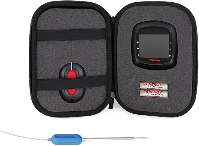 Tenergy Solis Digital Meat Thermometer, APP Controlled Wireless Bluetooth Smart BBQ Thermometer w/ 2 Stainless Steel Probes, Large LCD Display, & Carrying Case, Cooking Thermometer for Grill & Smoker