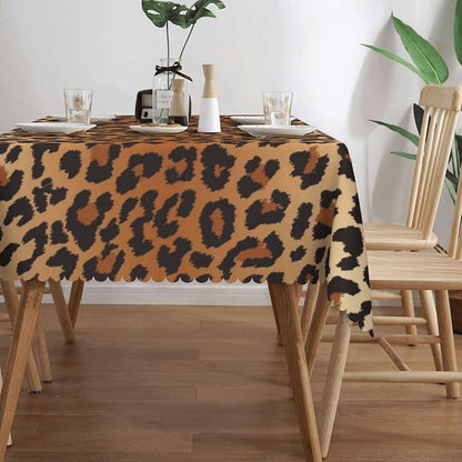 Leopard Pattern Rectangular Tablecloth, Brown Leopard Table Cloth Washable Tablecloths Decorative Table Cover for Kitchen, Dining, or Parties 54x72 Inches