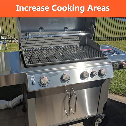 66045 Grill Warming Rack for Weber GS4 Genesis II E-410 S‑410, SE‑410 Grills & 400 Series Grills, Foldable Stainless Steel Warming Rack for Genesis 66045