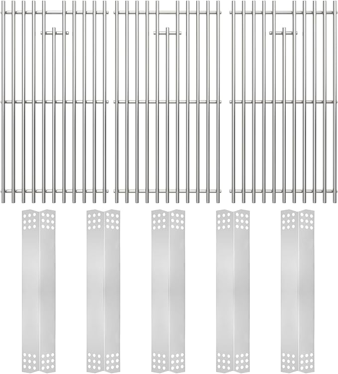 SafBbcue Replacement Kit for Spire Premium 5 Burner 740-0788P, Parts for Spire Premium Grill Accessories, Cooking Grates & Heat Plates Kit for Spire 740-0788P Grill, Stainless Steel