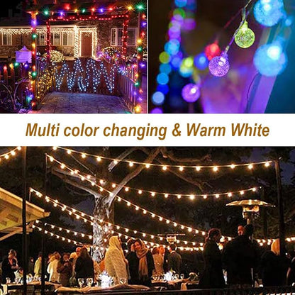 Mocalido 40ft Globe String Lights Battery Operated Outdoor, 80 LEDs Hanging Lights with Remote, Warm White & Multicolor Waterproof for Outside Indoor Camping Tent Decor