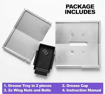 Replacement Grease Tray Set for Charbroil Performance 2 & 3 Burner Gas Grills, Adjustable 12"–18" Drip Pan Compatible with Nexgrill, Weber, Napoleon, Dyna Glo, Kenmore, Backyard Grill, BHG & More
