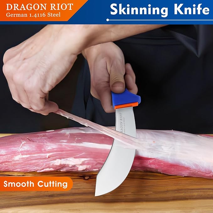 DRAGON RIOT 6 Inch Skinning Knife, Meat Butcher Knife for Beef & Processing, Stainless Steel Kitchen Knife, Sharp Boning & Cutting Knife with Non-Slip Handle