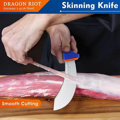 DRAGON RIOT 6 Inch Skinning Knife, Meat Butcher Knife for Beef & Processing, Stainless Steel Kitchen Knife, Sharp Boning & Cutting Knife with Non-Slip Handle