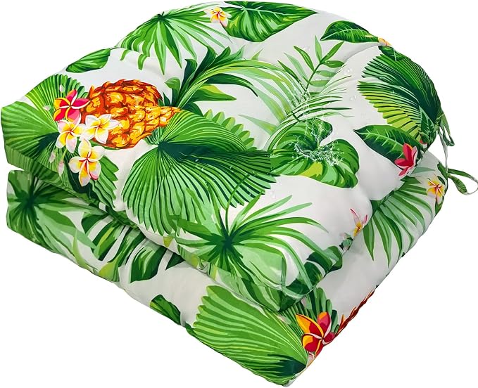 Gnostik Outdoor Indoor Floral Seat Cushions 18.6"X18.6" Waterproof Patio Chair Pads for Porch, Dining, Garden, Balcony, Office Set of 2