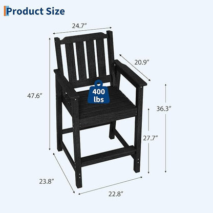 Garvee Outdoor Patio Bar Table for 2-4, All-Weather HDPE Bar Height Table with Umbrella Hole and Spacious Tabletop for Outside,Poolside, Backyard