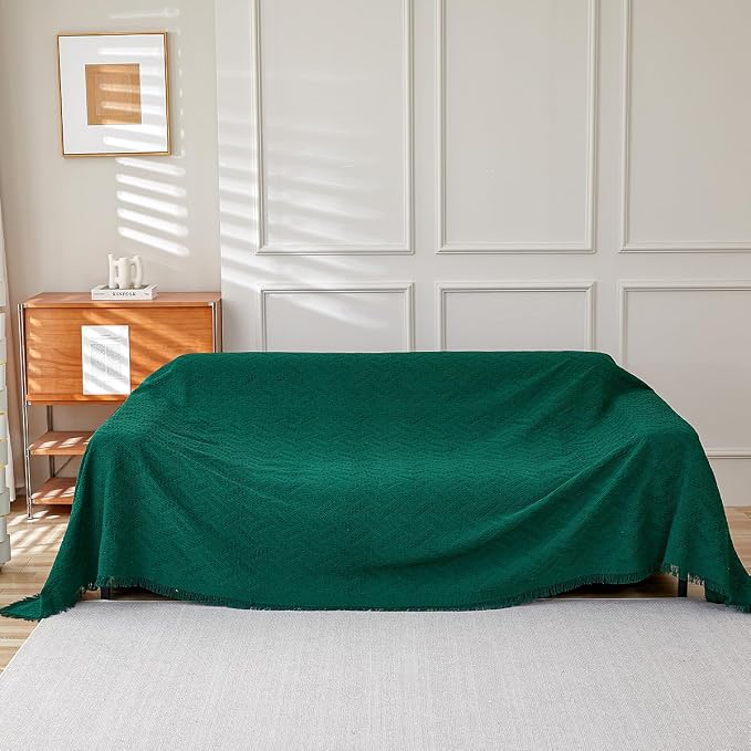 AIVIA Armless Loveseat Cover Sheet Blanket, Anti Slip Throw Cushion Covers for 2 Seater Armless Couches, Love-Seat Furniture Decor Slipcovers Protector for Dogs Cats (71” x 91” Blackish Green)
